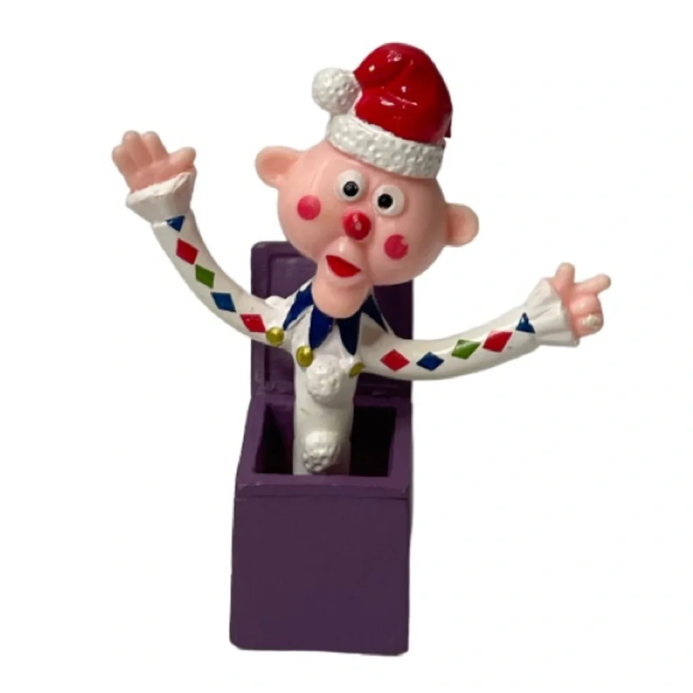 Vintage Christmas Decor Figures Santa Jack in the box Rudolph Reindeer Clarice